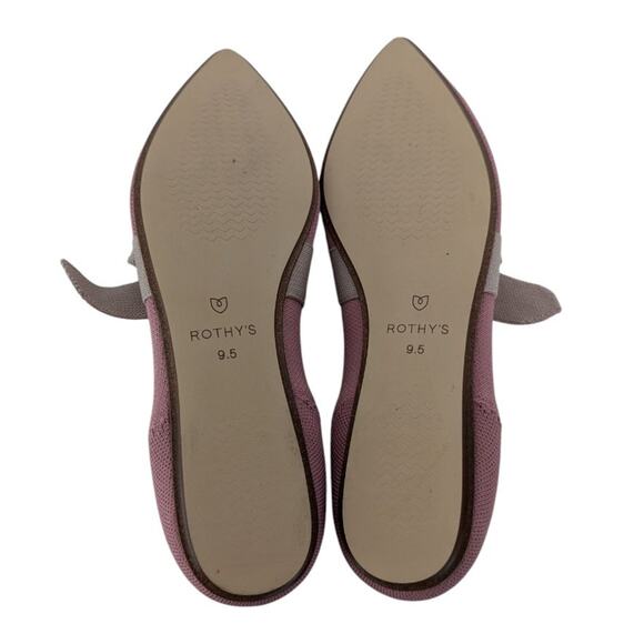 Rothys Pink Rosebud Point Toe Mary Jane Knit Bow Ballet Flats Size 9.5 - Picture 7 of 11